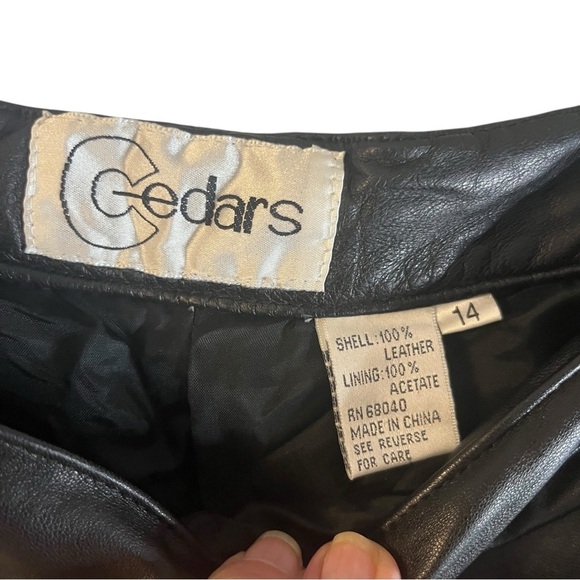 Cedars Vintage Y2K Black 100% Leather Tapered Leg High Waist Pants Sz 14 - Picture 9 of 10
